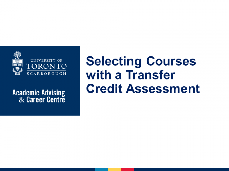 Selecting courses with a transfer credit assessment
