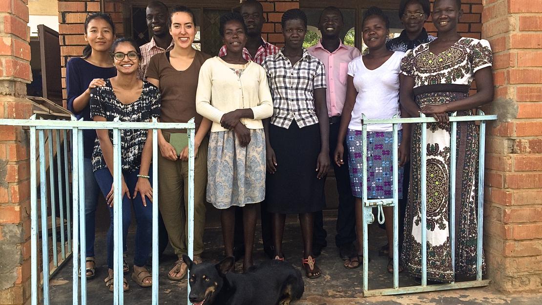 Tasha Noronha (second from left) with Children of Hope Uganda staff and office dog, Xola! (Photo courtesy of Tasha Noronha)