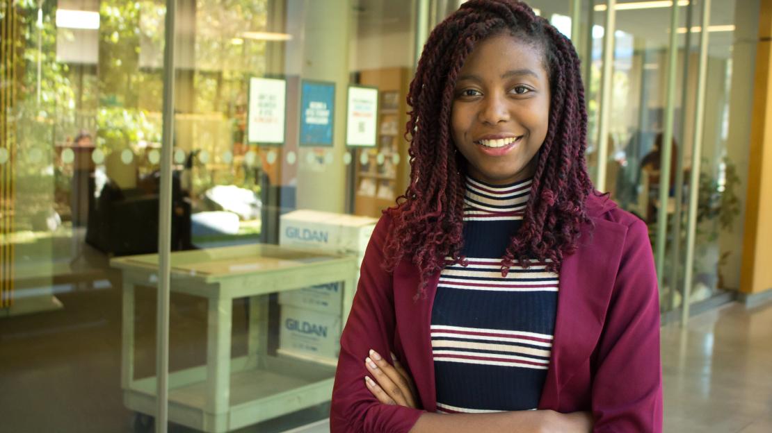 Kristen Allen, a first-year student in the Co-op Social Sciences and Humanities program, graduated from high school in New York City and decided to study in Scarborough. (Photo by Raquel A. Russell)