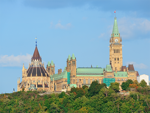 Ottawa parliament building on top of the hill