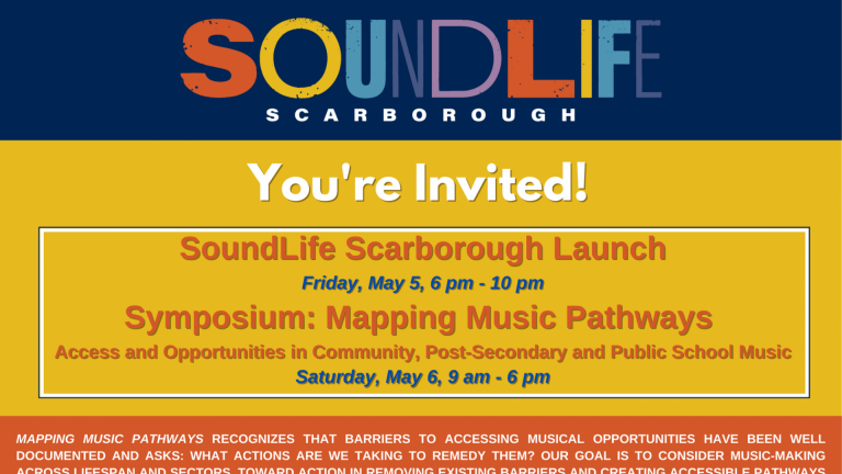 Banner of SoundLife Scarborough's launch and symposium with details listed on the event page