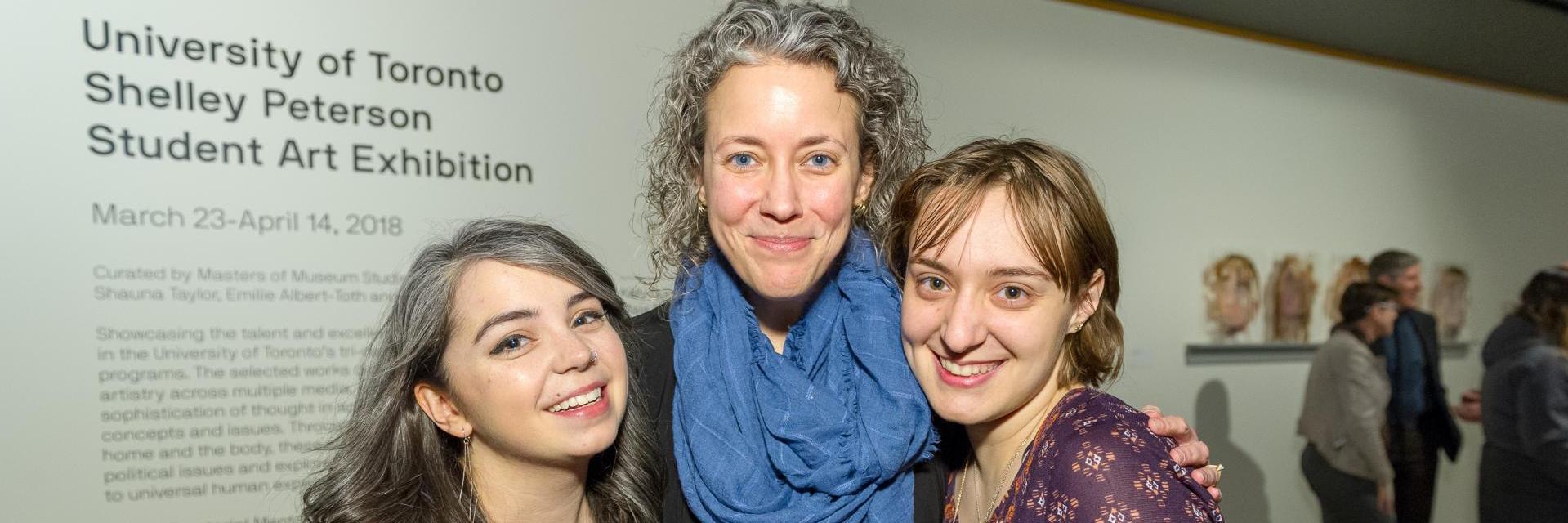 Kali Banner, Sylvie Stojanovski and Professor Lynn Tucker at the Student Engagement in the Arts Awar