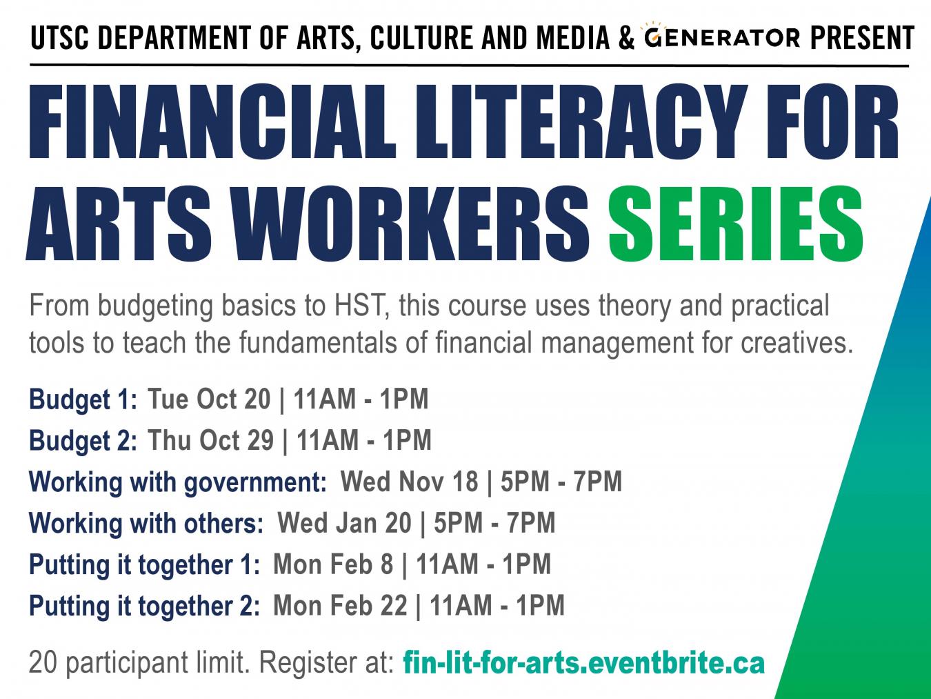 Financial Literacy For Art Workers Series Banner