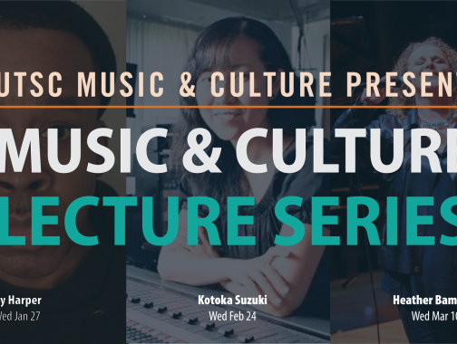 Image graphic of Music & Culture Speaker Series with all three guest speakers and dates