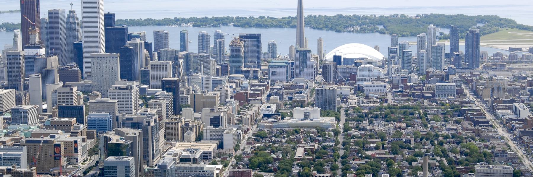 aerial view of downtown toronto