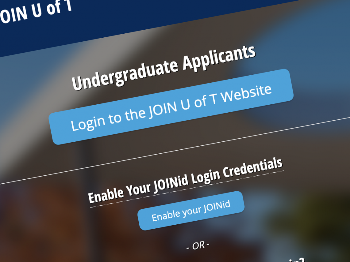 screenshot of the JOIN U of T homepage
