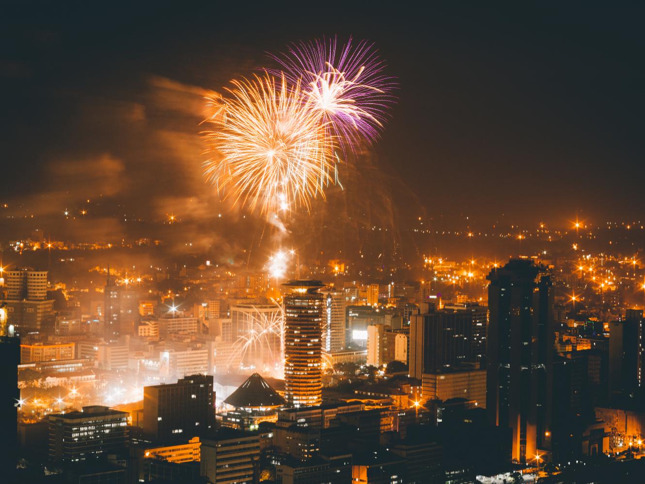 Fireworks over the city of Nairobi.