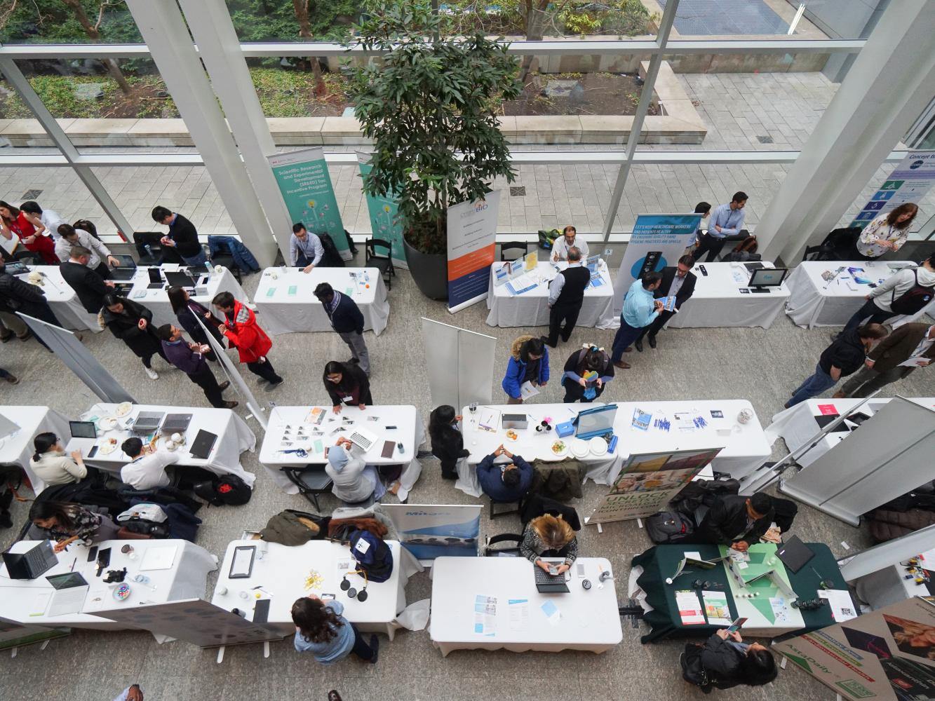 Birdseye view of students studying
