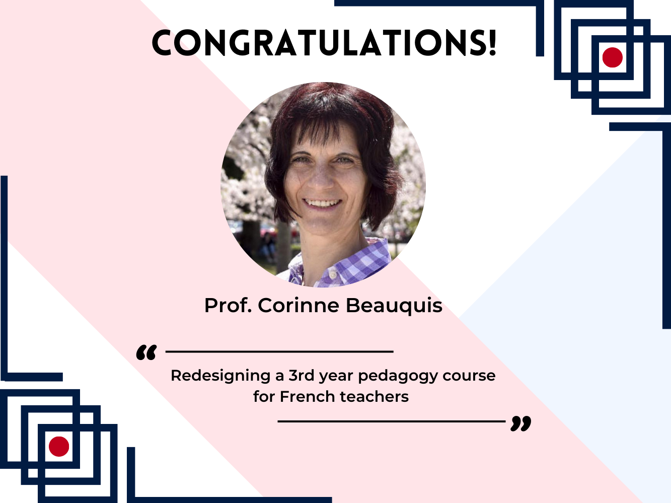 Prof. Corinne Beauquis: redesigning a 3rd year pedagogy course for French teachers