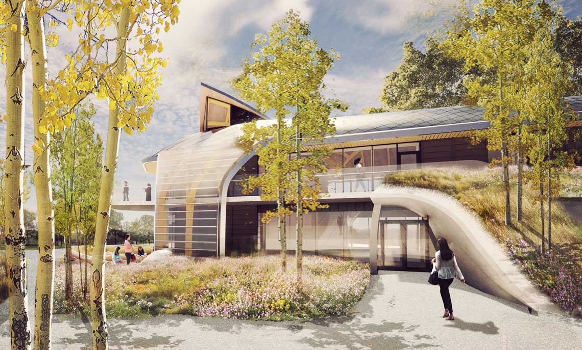 Rendering of front entry to Indigenous House