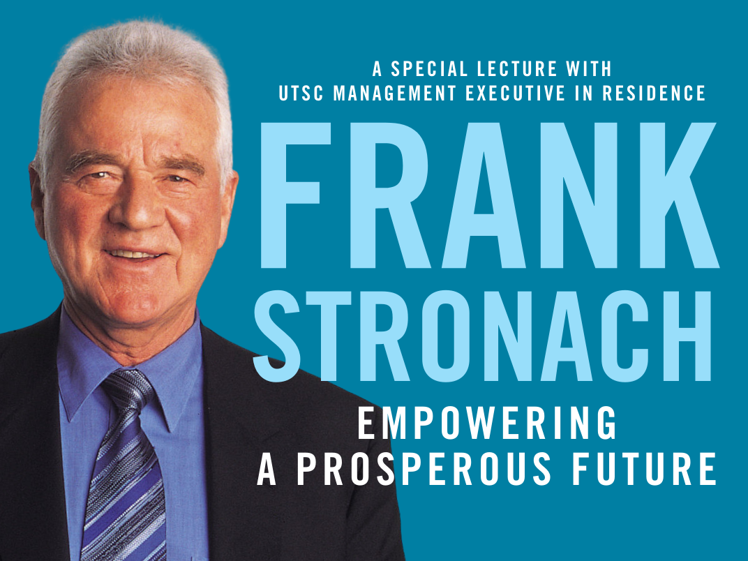 Frank Stronach smiling on an event poster