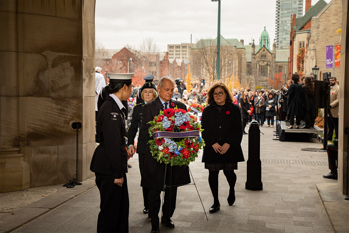 President Gertler with a wreath