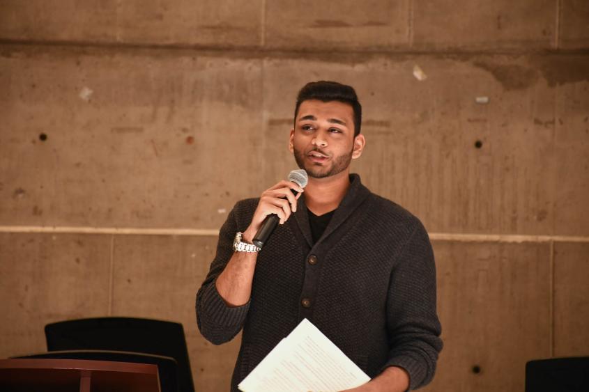 Ali Javeed, a first year U of T Scarborough student, spoke to students gathered for Walk With Excellence about his university experiences.