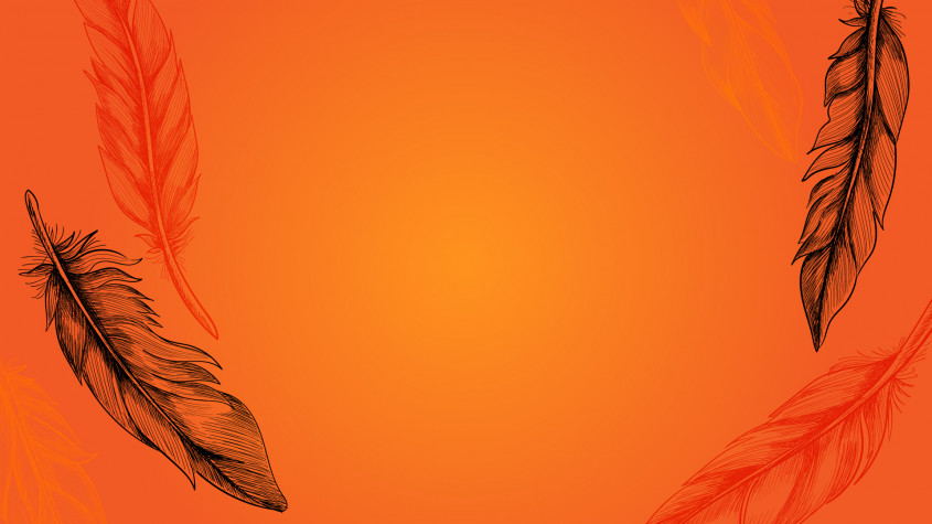 National Day for Truth and Reconciliation Virtual Orange Background with some feathers throughout. 