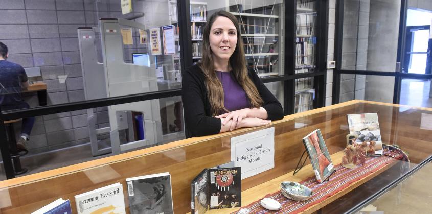 New UTSC Librarian Sarah Guay's passion for research guided her career in Information Services and the process of discovering more about her family's indigenous roots. (Photo by Ken Jones)