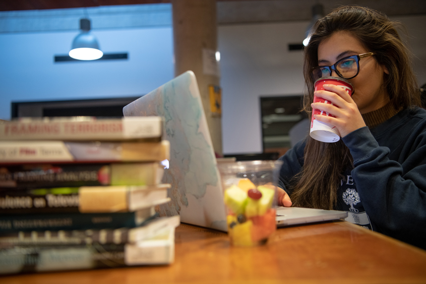 A student in the library.