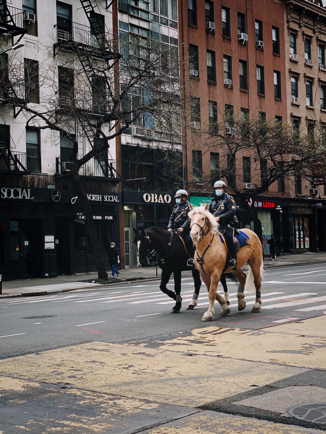 Police on horseback in New York City.