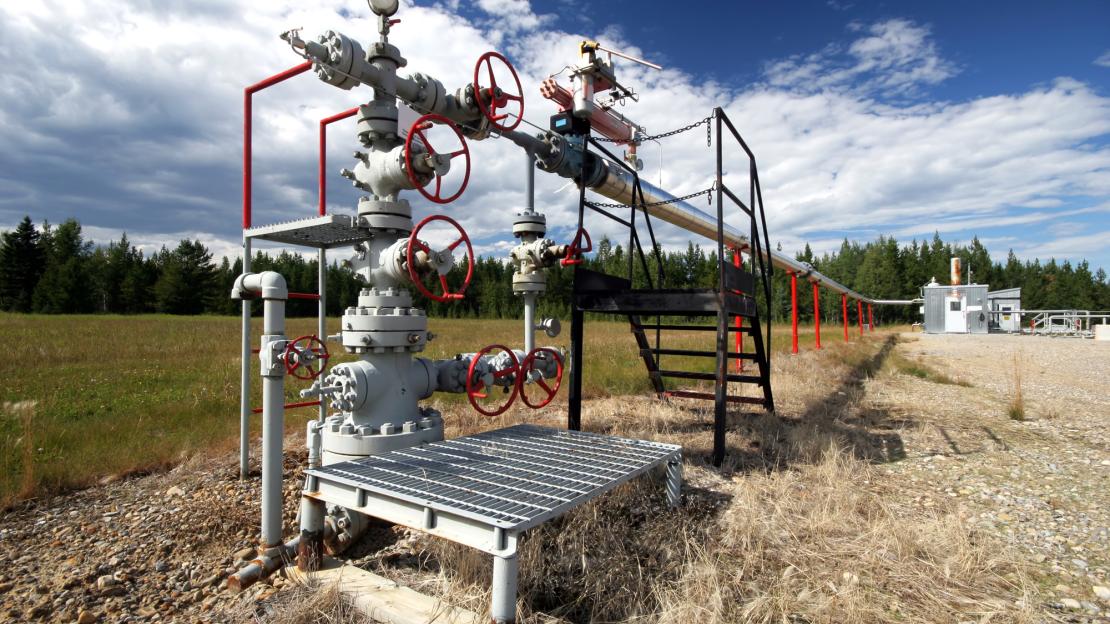 Natural gas well head in Alberta
