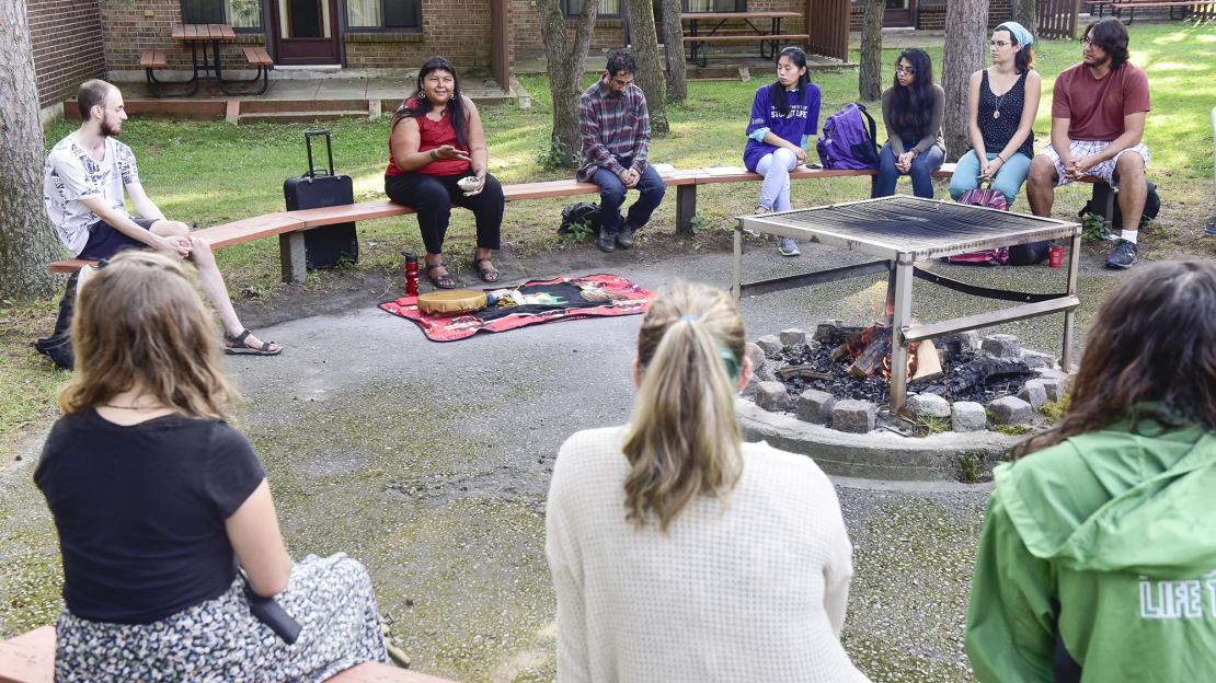 Indigenous Elder Wendy Phillips leads the Indigenous Learning Circle discussions at the University of Toronto Scarborough. (Photo by Ken Jones)