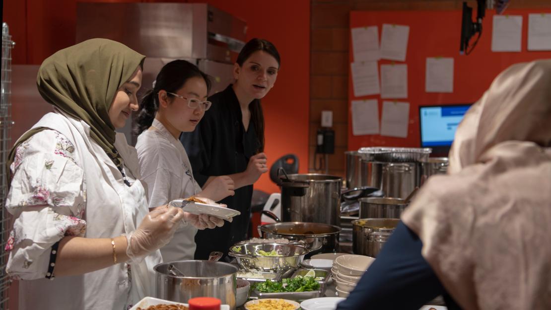 An image of students during the pop-up restaurant.