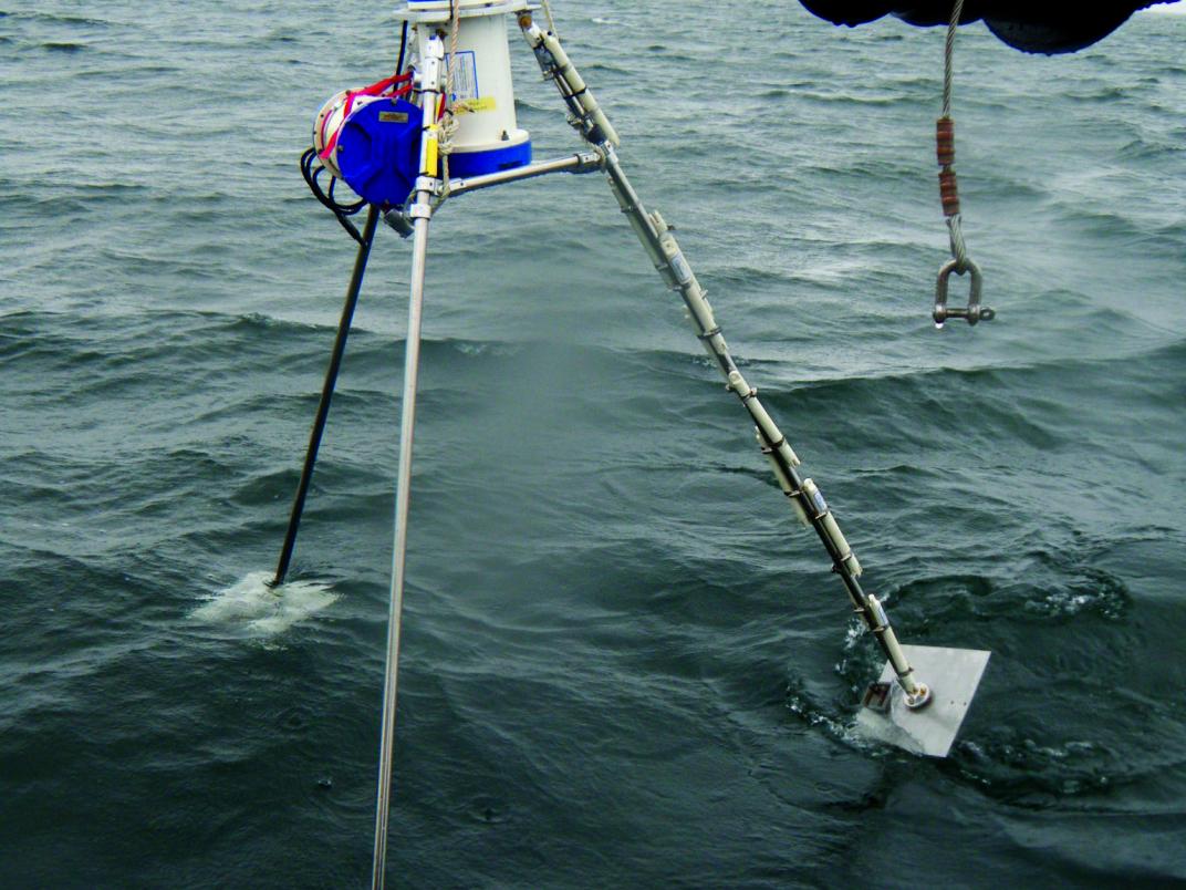 A benthic tripod used by Mathew Wells.