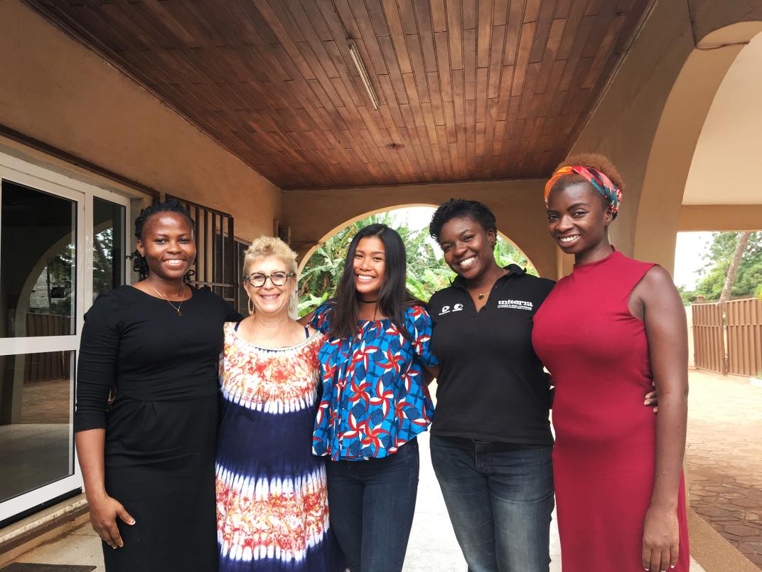 Fredriz Cantilado (centre) with volunteers in Ghana. (Photo courtesy of Fredriz Cantilado)
