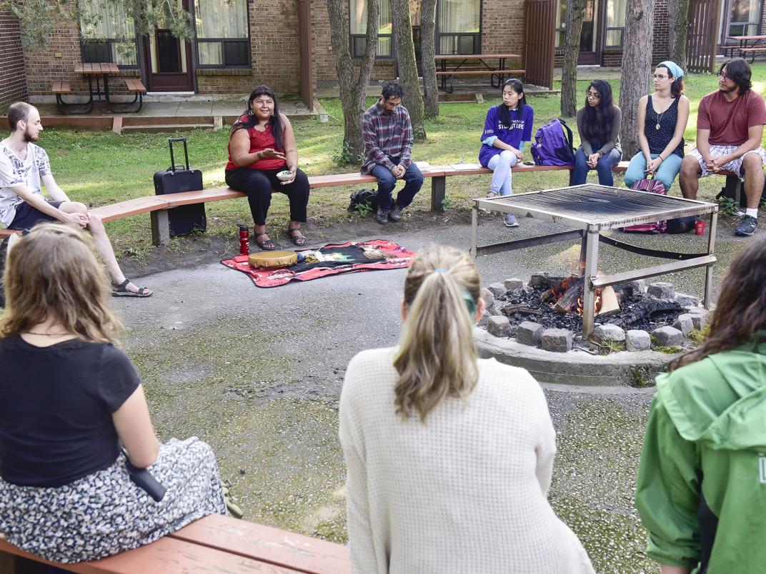 Indigenous Elder Wendy Phillips leads the Indigenous Learning Circle discussions at the University of Toronto Scarborough. (Photo by Ken Jones)
