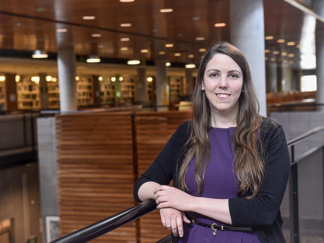 New UTSC Librarian Sarah Guay&#039;s passion for research guided her career in Information Services and the process of discovering more about her family&#039;s indigenous roots. (Photo by Ken Jones)