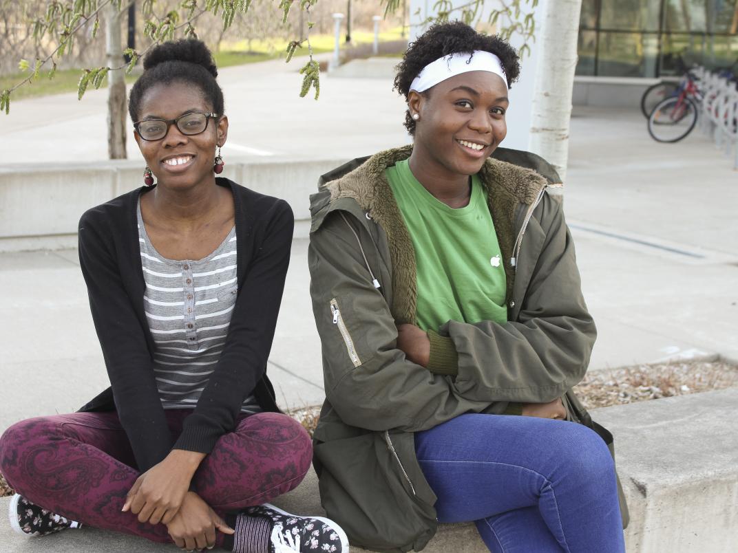Gloria Sackey-Bobson and Rita Sedem Yaa Goka recently completed eight months of their Master of Environmental Science program at U of T Scarborough. Both students came to Canada from Ghana on a scholarship. (Photo by Raquel Russell)