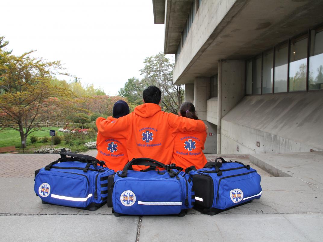 The Emergency Medical Response Group (EMRG) at U of T Scarborough is made up of student volunteers that provide first aid and emergency assistance to students, faculty and visitors on campus, 24/7, while regular classes are in session.