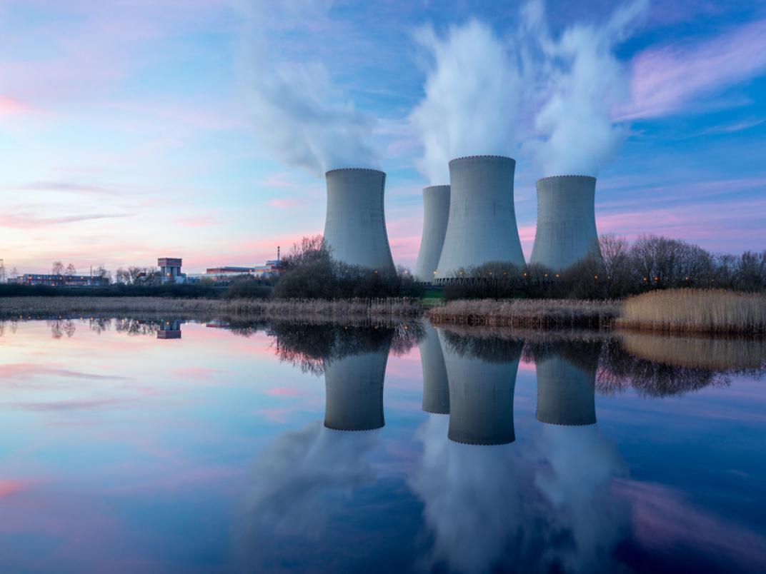 A photo of three nuclear power plants; the National Waste Management Organization brought three researchers from University of Waterloo, McMaster University and the University of Toronto to study whether bentonite clay can support microbial life in Canada's upcoming DGR (deep geological repository).