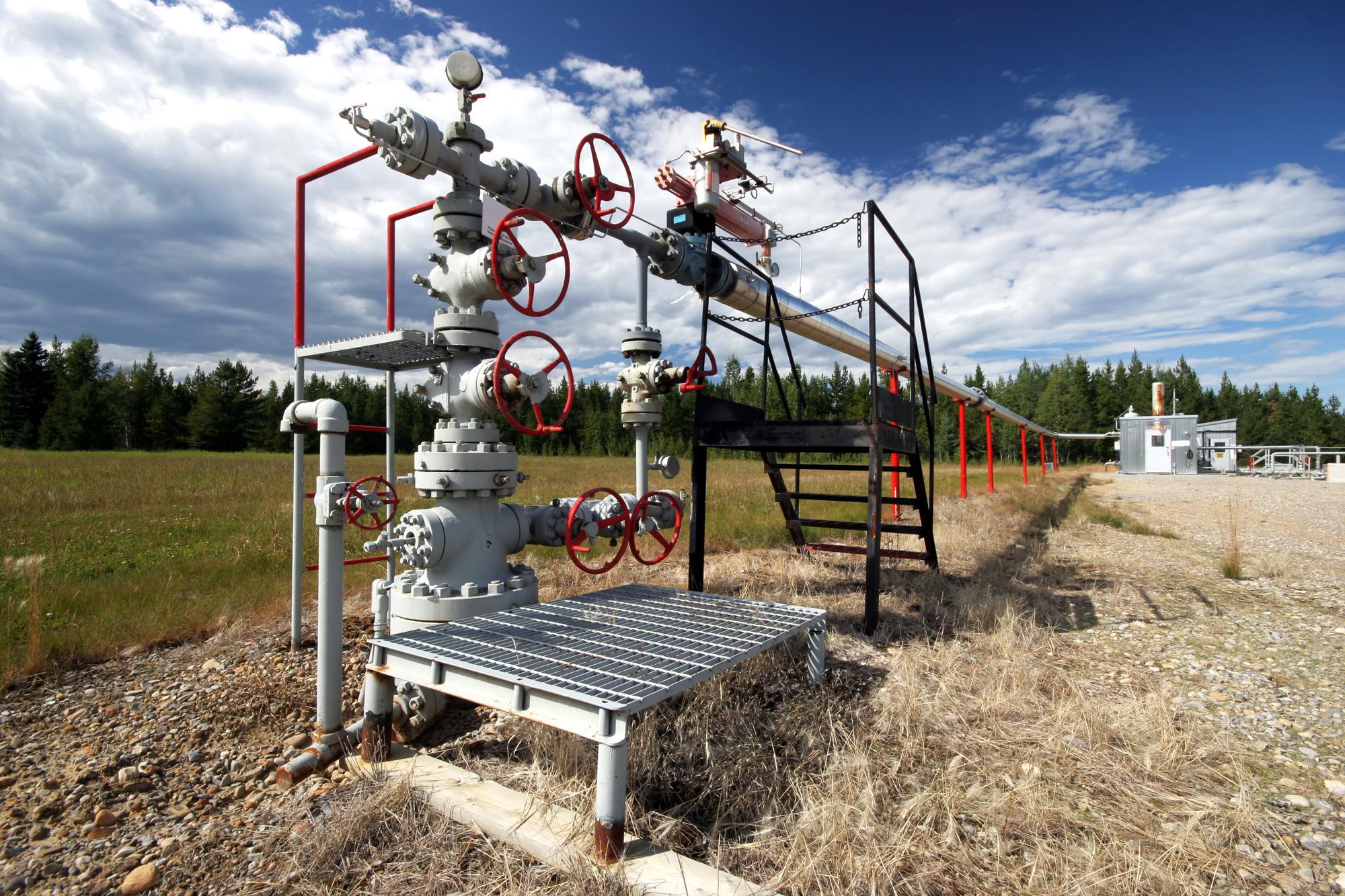 Natural gas well head in Alberta