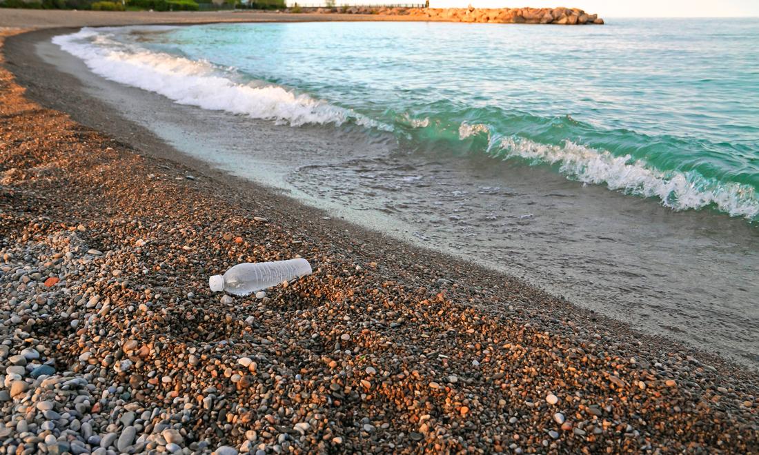 Plastic bottle in the ocean