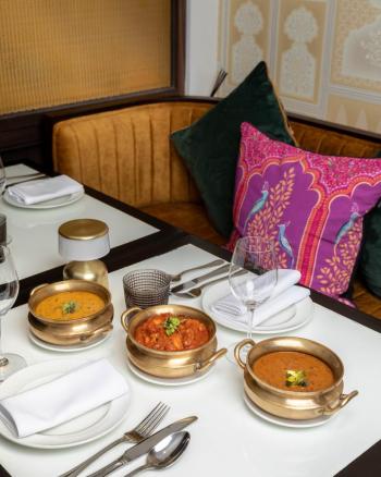 Three dishes of food at Jain's restaurant