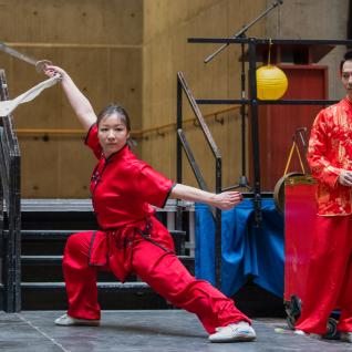 A performer with a sword at the Lunar New Year celebration at UTSC.