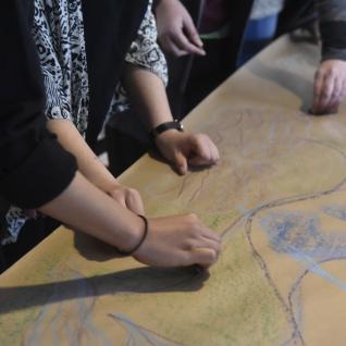 An interactive art piece coordinated by Juno Award-winning artist Ange Loft invited participants to map out their existing knowledge along with knowledge gained from Johnson’s presentation.