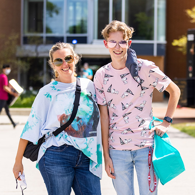 Two students at residence move in day