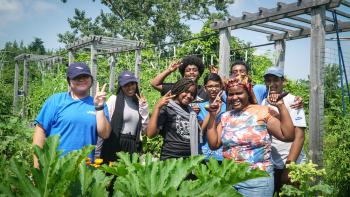 Students from Visions of Science visiting UTSC's Campus Farm