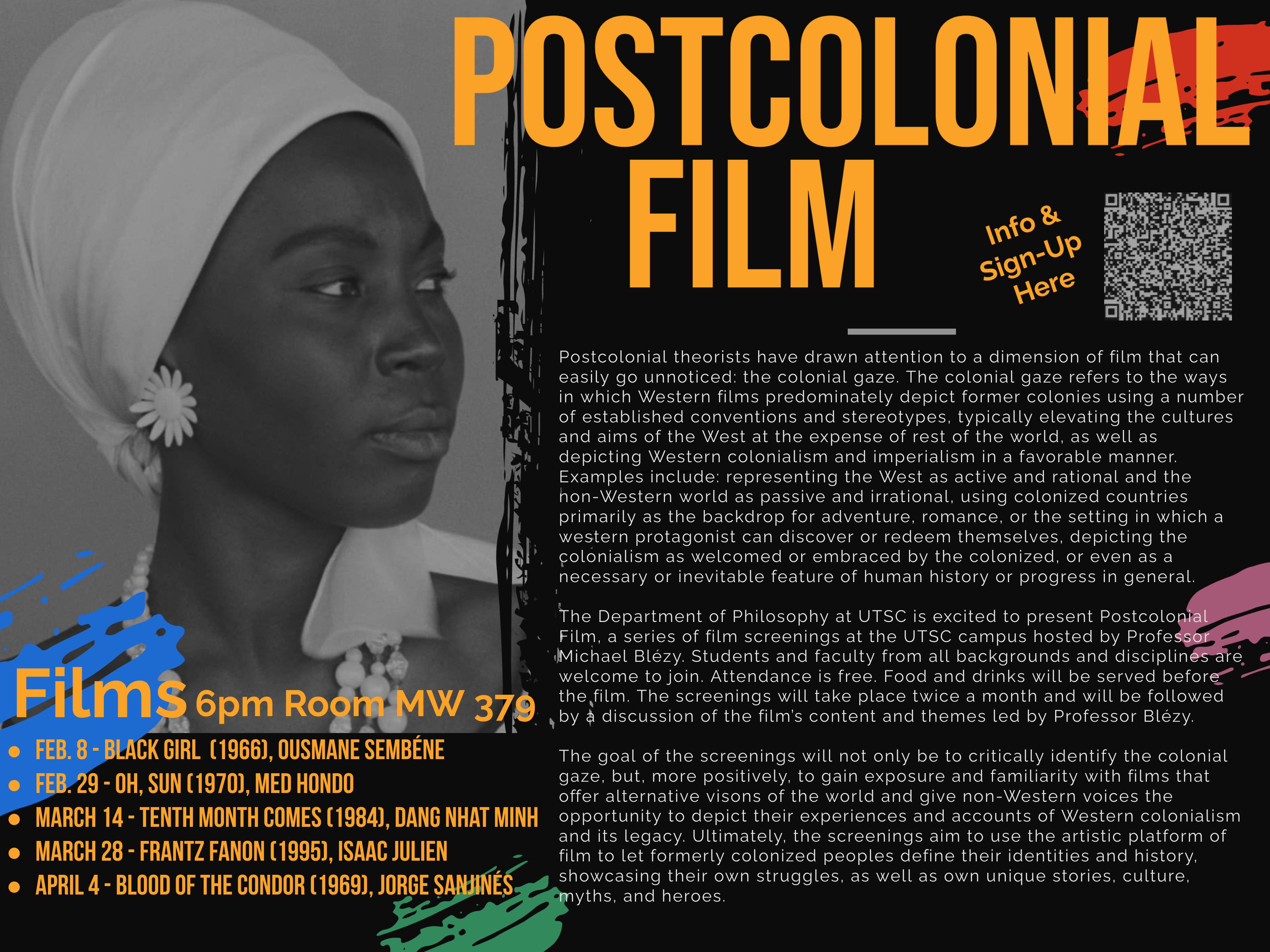 Poster for Postcolonial Film Series