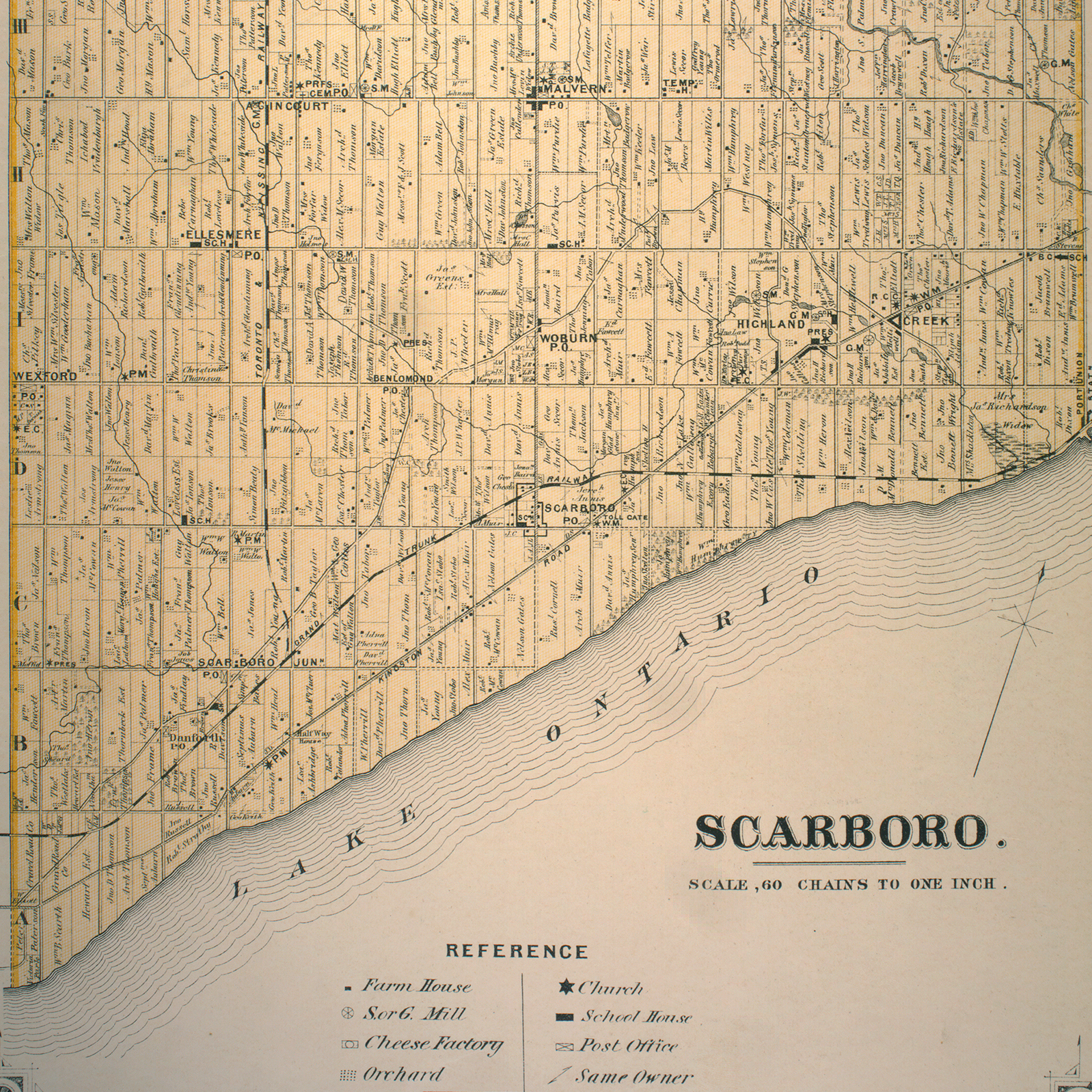 A historical map of Scarborough from 1850