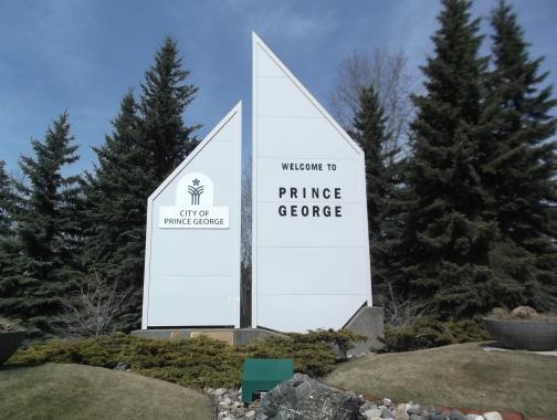 "Welcome to Prince George" sign